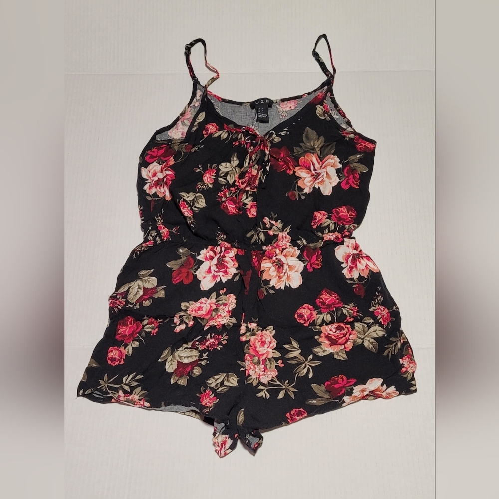 U2B ~ Black & Floral Small Romper